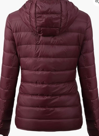 Wine Packable Puffer Hoodie w/Duck Down & Pouch Size XXL - Picture 2 of 16